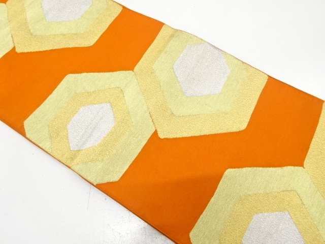 JAPANESE KIMONO / ANTIQUE FUKURO OBI / SILK / WOVEN KIKKO PATTERN
